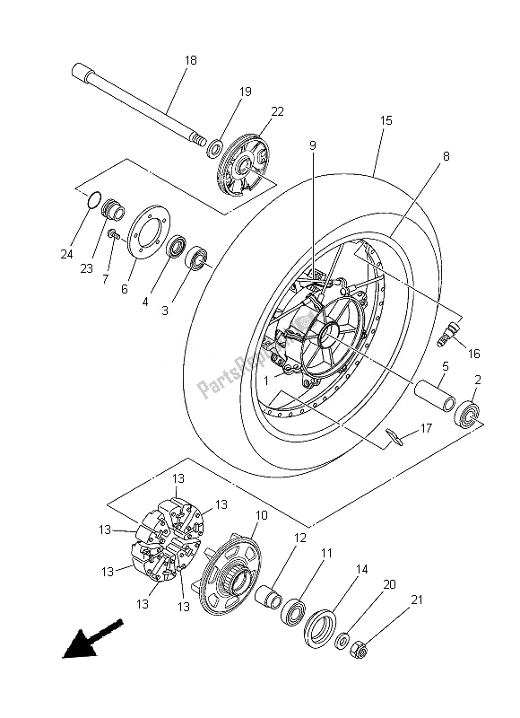 All parts for the Rear Wheel of the Yamaha XT 1200Z 2014