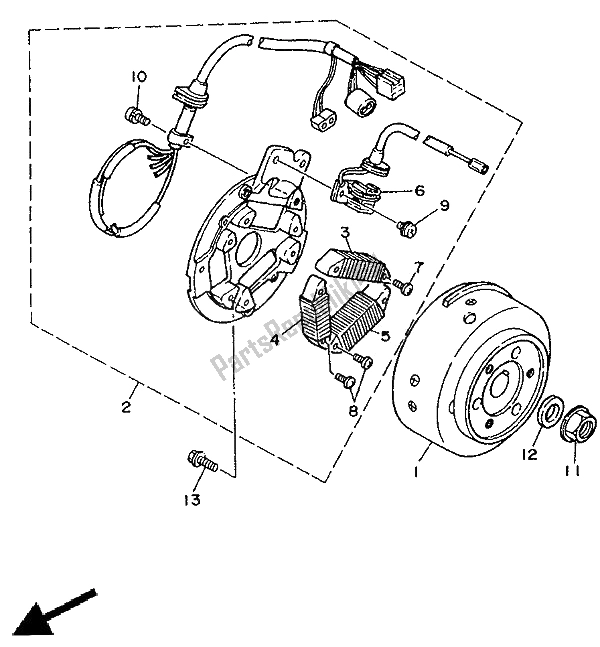 Wszystkie części do Generator Yamaha DT 125E 1991