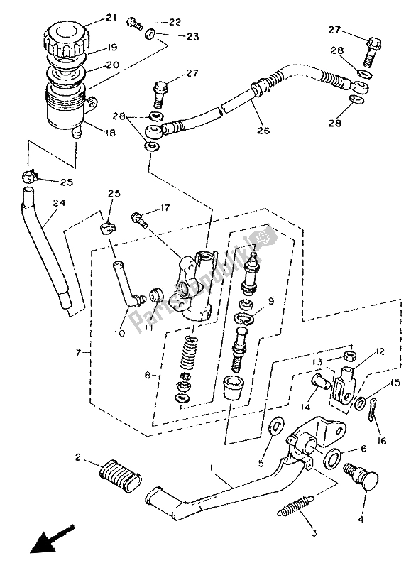 Wszystkie części do Tylny Cylinder G?ówny Yamaha XJ 600S Diversion 1992