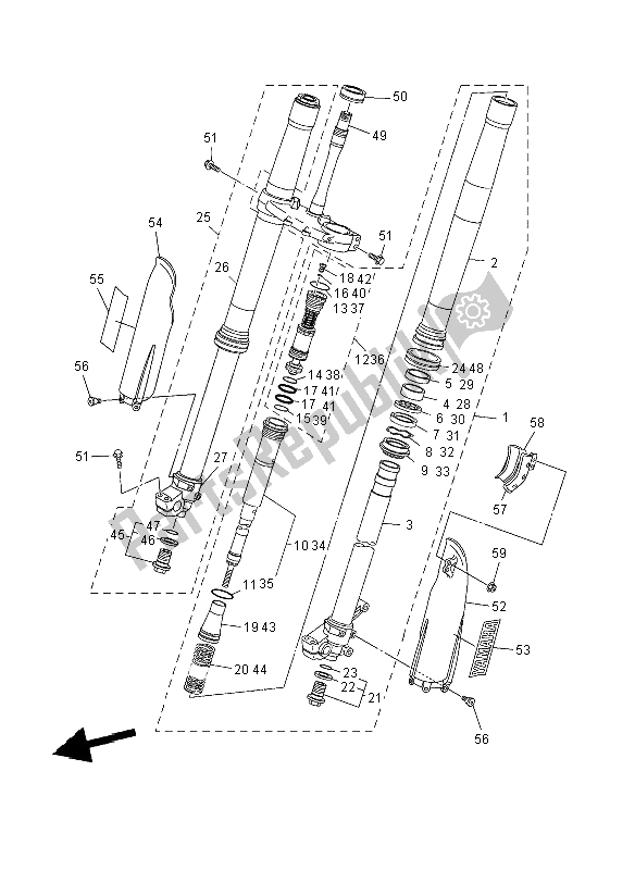 Todas las partes para Tenedor Frontal de Yamaha YZ 450F 2008