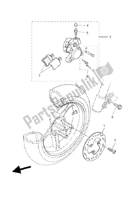 All parts for the Front Brake Caliper of the Yamaha YQ 50L Aerox Race Replica 2010