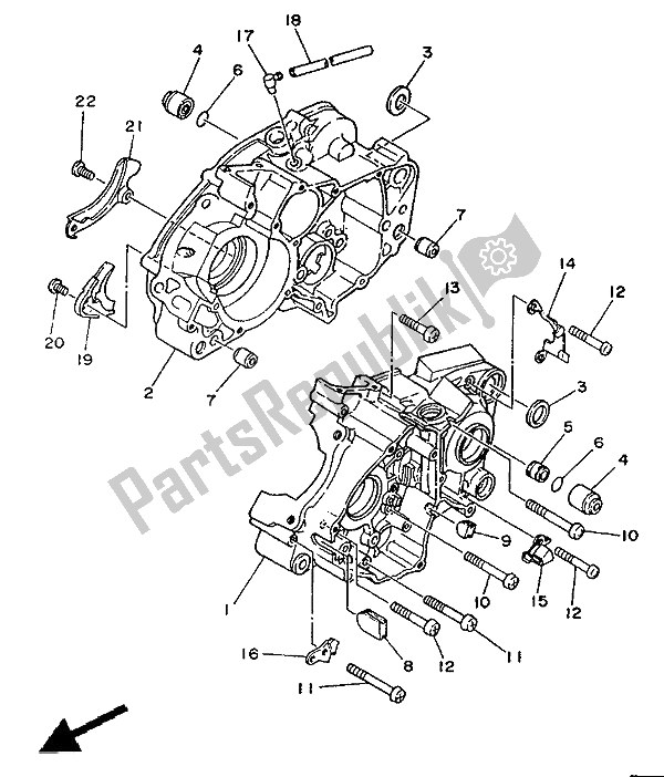 All parts for the Crankcase of the Yamaha DT 125E 1991