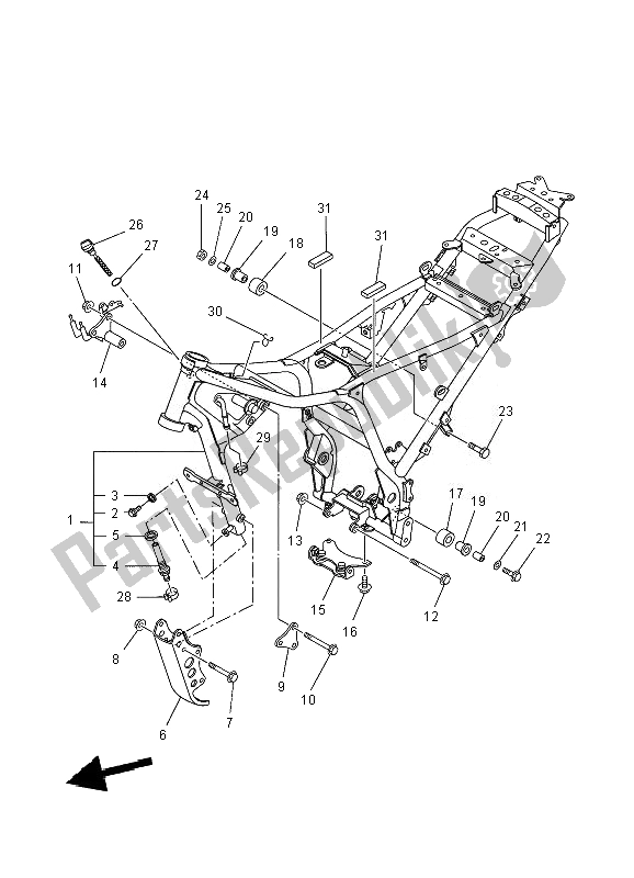 All parts for the Frame of the Yamaha XT 660X 2010