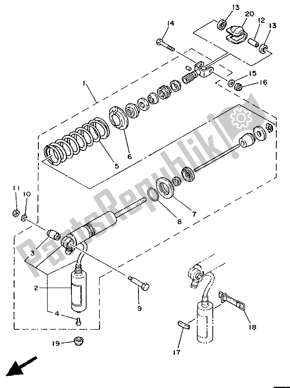 All parts for the Rear Suspension of the Yamaha YZ 80 LC 1991