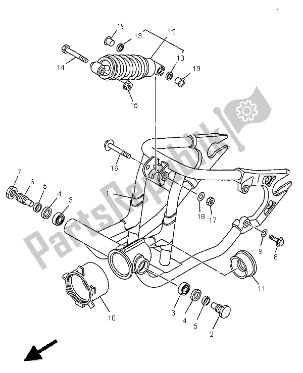 All parts for the Rear Arm & Suspension of the Yamaha XVS 650 Dragstar 1999