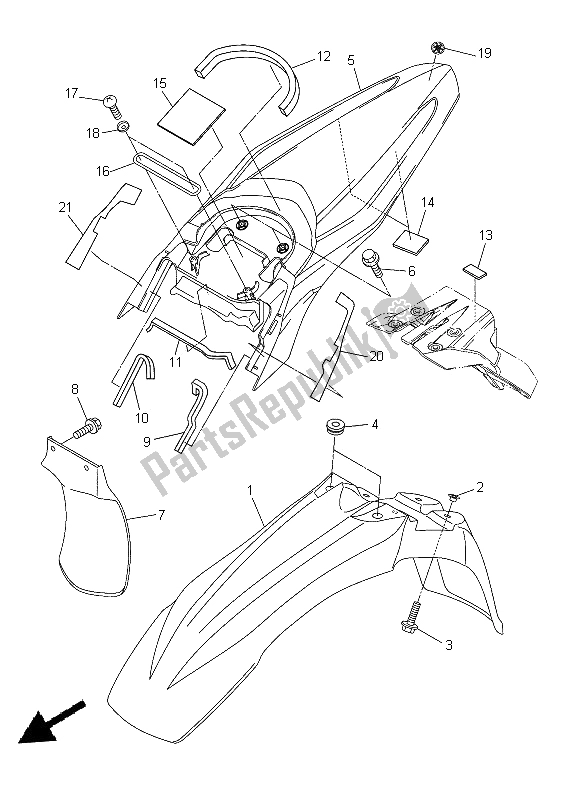 All parts for the Fender of the Yamaha WR 250R 2014