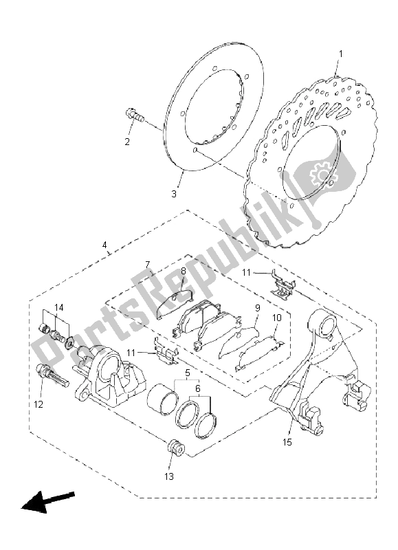 All parts for the Rear Brake of the Yamaha VMX 17 1700 2011