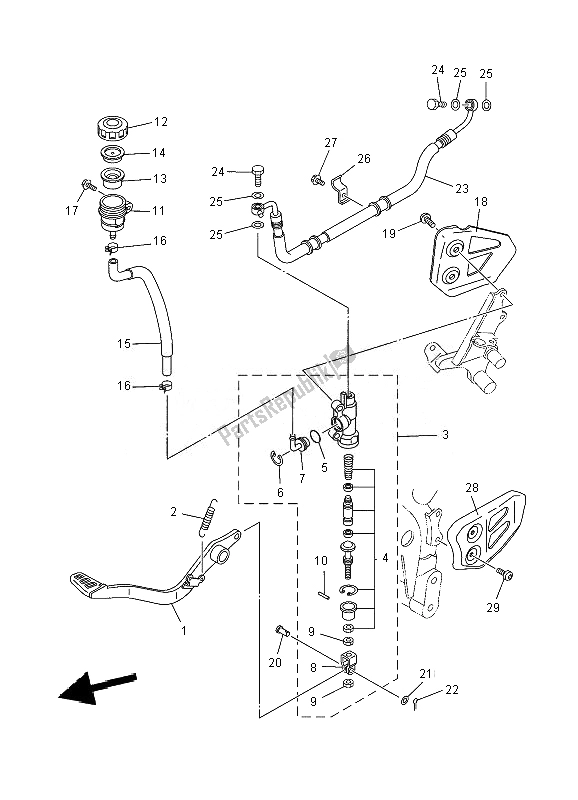 Toutes les pièces pour le Maître-cylindre Arrière du Yamaha XT 660X 2010