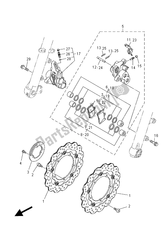 Tutte le parti per il Pinza Freno Anteriore del Yamaha MT-07 A 700 2015