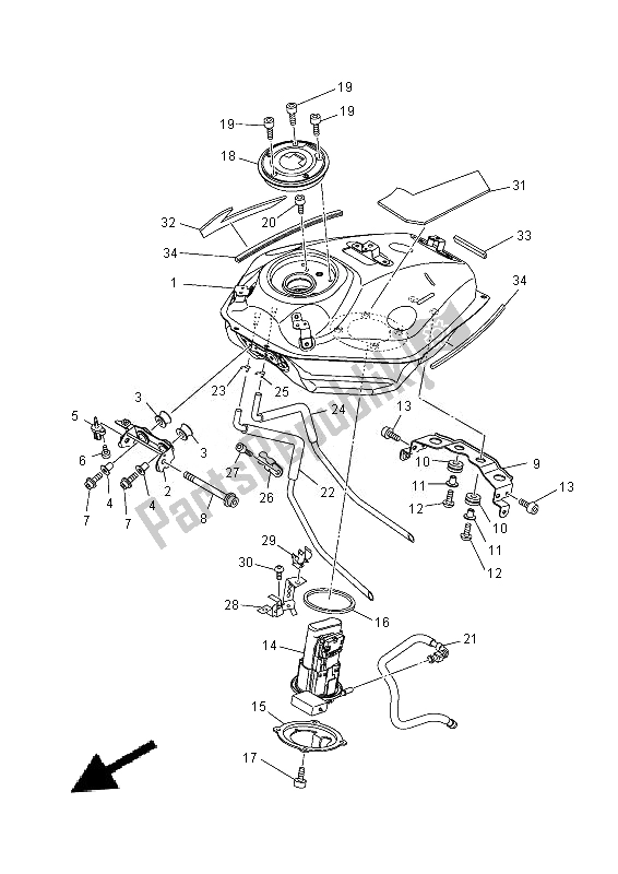 Tutte le parti per il Serbatoio Di Carburante del Yamaha MT 07A 700 2014