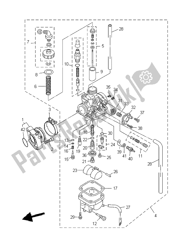 All parts for the Carburetor of the Yamaha XT 125R 2006