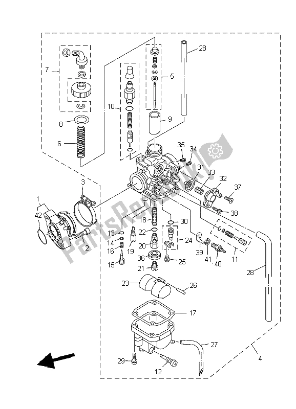 Alle onderdelen voor de Carburator van de Yamaha XT 125R 2006