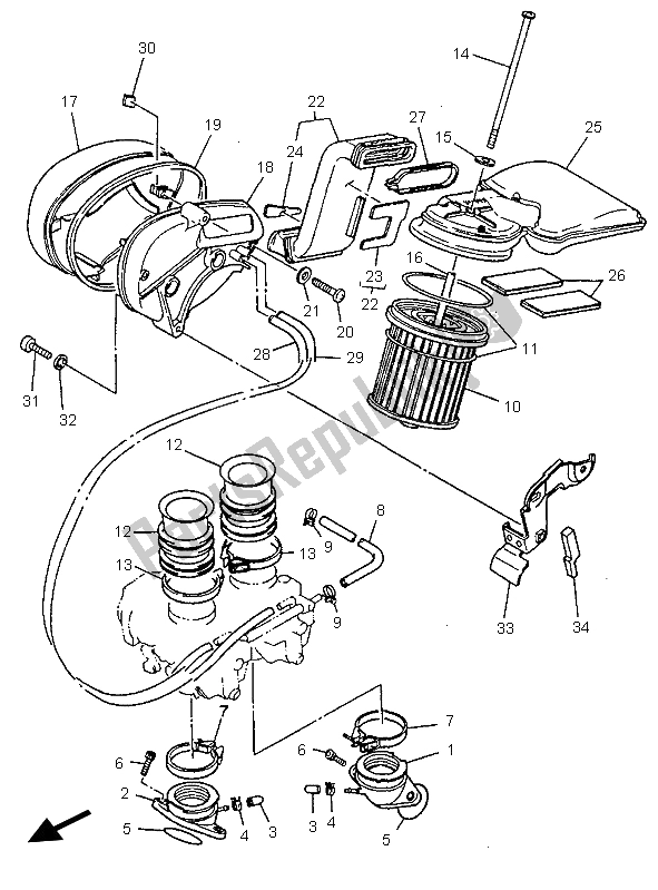 All parts for the Intake of the Yamaha XV 535 Virago 1999