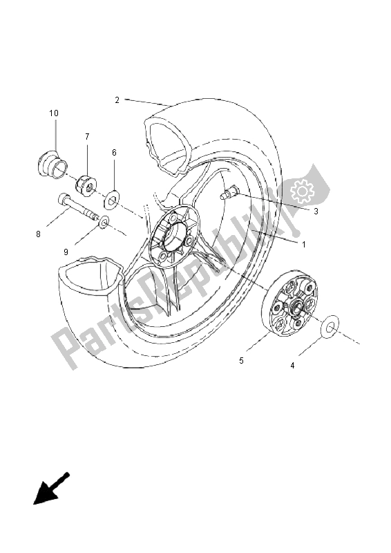 All parts for the Rear Wheel of the Yamaha YQ 50L Aerox Race Replica 2008