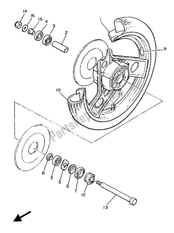 Todas as partes de Roda Da Frente do Yamaha XJ 900F 1989