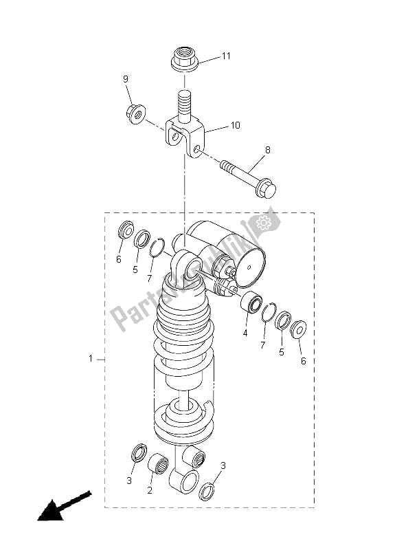 Toutes les pièces pour le Suspension Arrière du Yamaha YZF R1 1000 2012