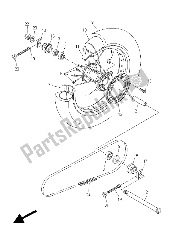 All parts for the Rear Wheel of the Yamaha WR 250X 2012