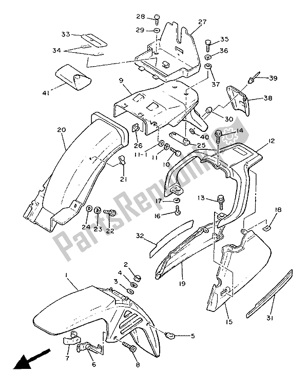 Tutte le parti per il Parafango del Yamaha XJ 600 1986