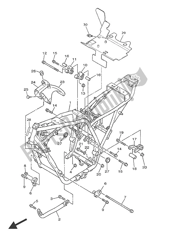 All parts for the Frame of the Yamaha XJR 1300C 2016