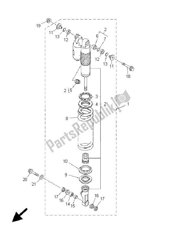 Toutes les pièces pour le Suspension Arrière du Yamaha YZ 250 2001