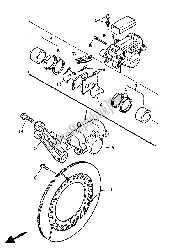 Toutes les pièces pour le étrier De Frein Arrière du Yamaha FZX 750 1988