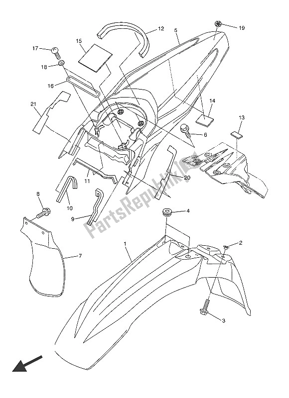 Tutte le parti per il Parafango del Yamaha WR 250R 2016