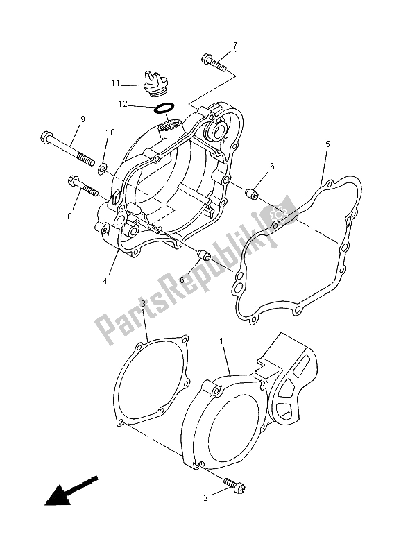 All parts for the Crankcase Cover 1 of the Yamaha YZ 80 SW LW 2000