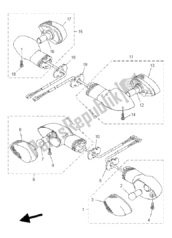 Tutte le parti per il Luce Lampeggiante del Yamaha FZ8 NA 800 2011