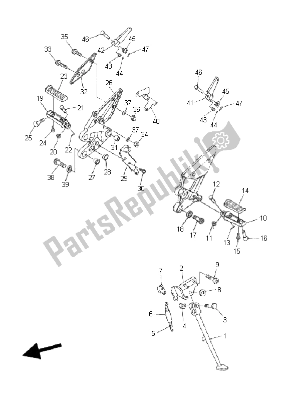 Todas las partes para Soporte Y Reposapiés de Yamaha FZ6 NS Fazer 600 2006