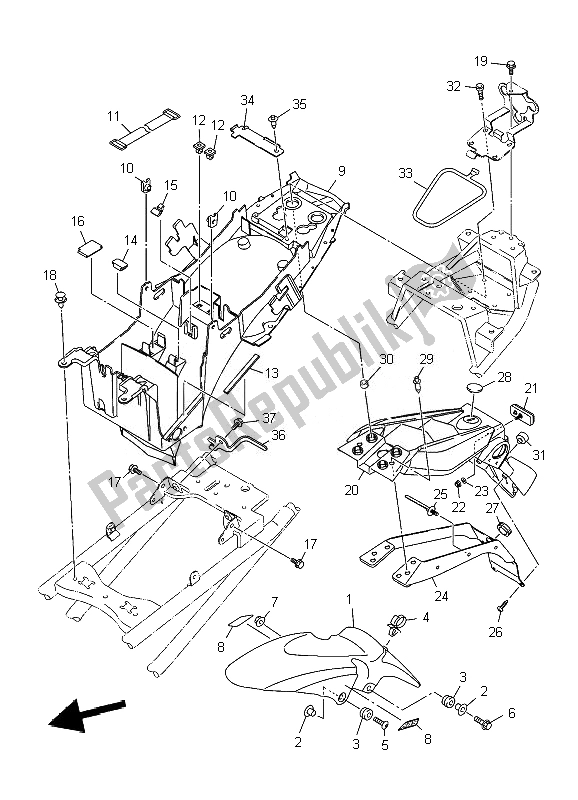 All parts for the Fender of the Yamaha XJ6 SA Diversion 600 2010