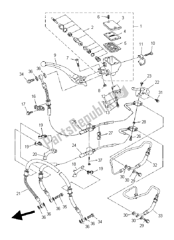 All parts for the Front Master Cylinder of the Yamaha XJ6 FA 600 2011