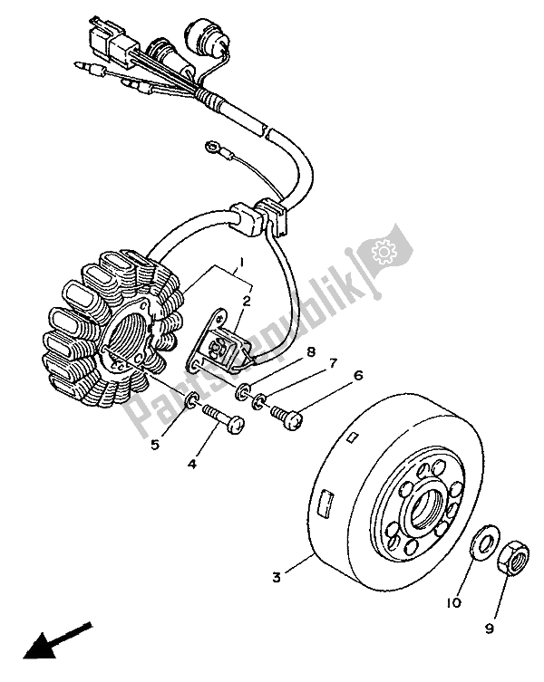 Todas as partes de Gerador do Yamaha TDR 250 1988