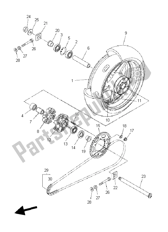 Tutte le parti per il Ruota Posteriore del Yamaha FZ1 S Fazer 1000 2009