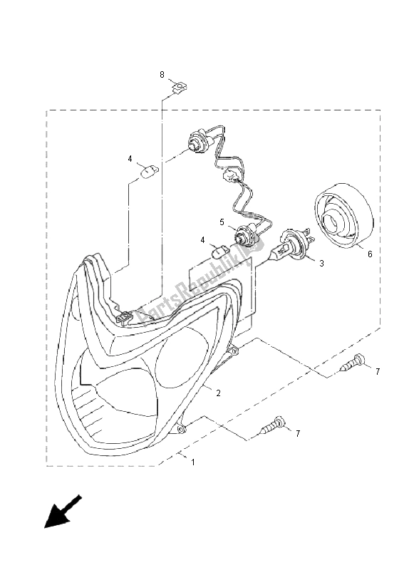 Tutte le parti per il Faro del Yamaha NXC 125 Cygnus X 2009