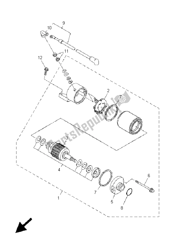 All parts for the Starting Motor of the Yamaha YFM 350X Wolverine 2X4 2009