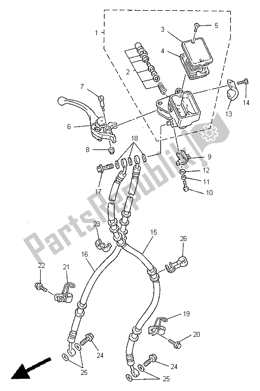 Toutes les pièces pour le Maître-cylindre Avant du Yamaha XJR 1200 1998