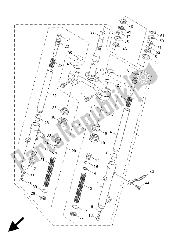 Todas as partes de Garfo Dianteiro do Yamaha NXC 125 Cygnus X 2009