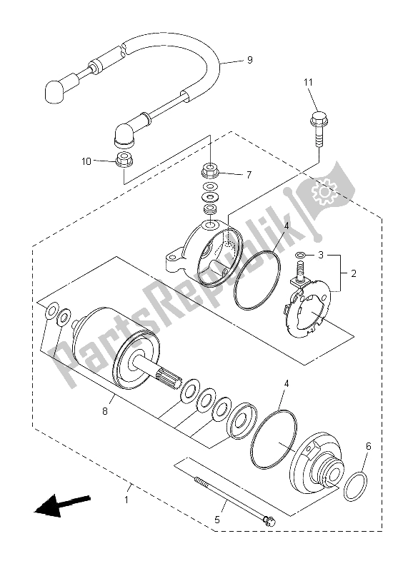 All parts for the Starting Motor of the Yamaha WR 250X 2009