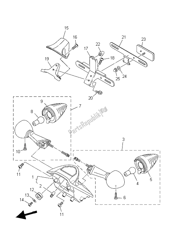 All parts for the Taillight of the Yamaha XV 1900A Midnight Star 2006