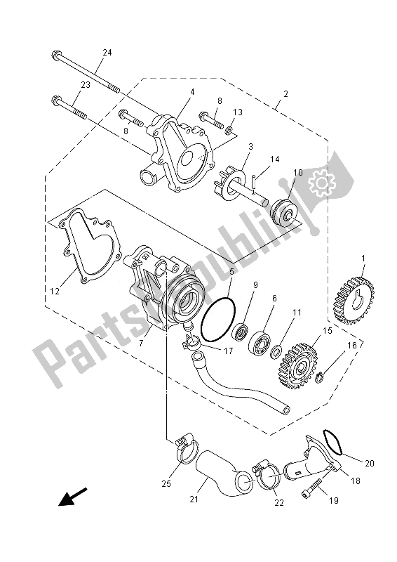 All parts for the Water Pump of the Yamaha YFM 700 Rsed 2013