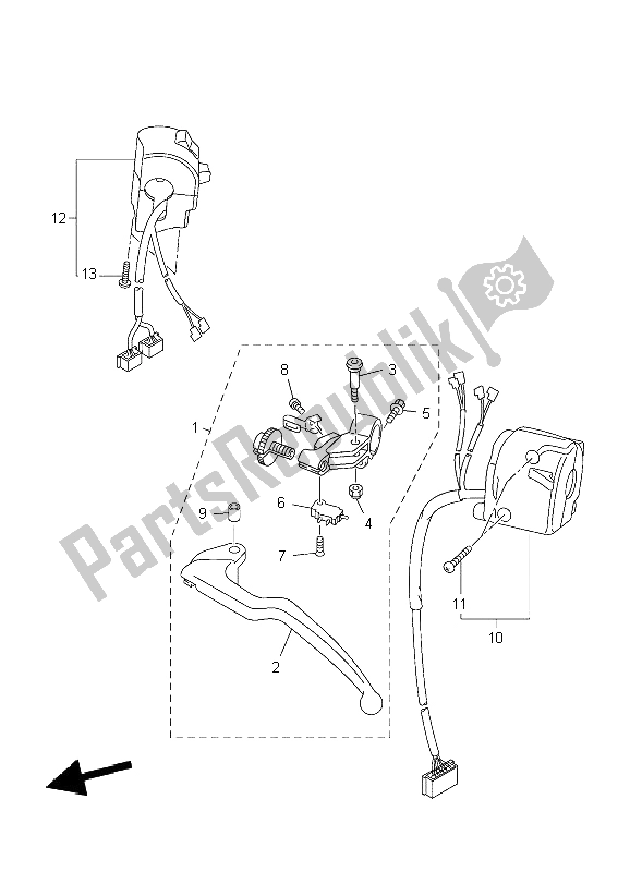 Todas as partes de Manípulo Interruptor E Alavanca do Yamaha YZF R1 1000 2009