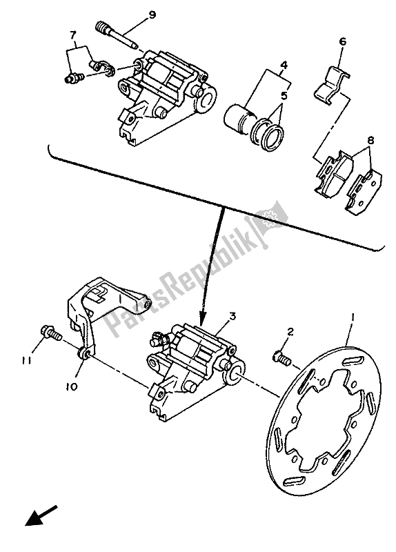 Tutte le parti per il Pinza Freno Posteriore del Yamaha YZ 250 LC 1993