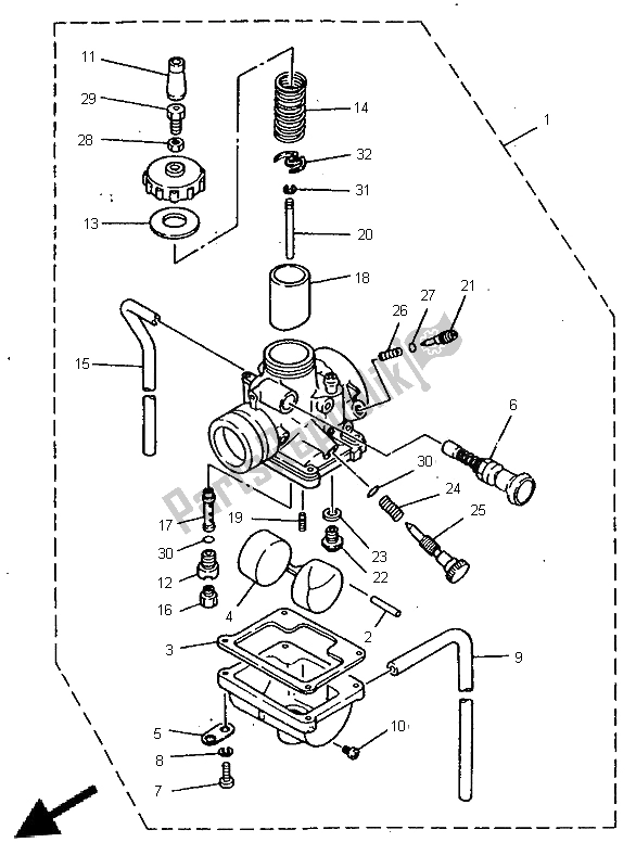 All parts for the Carburetor of the Yamaha RX 100 1996