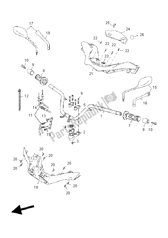 Wszystkie części do Uchwyt Kierownicy I Kabel Yamaha YP 250R X MAX 2011