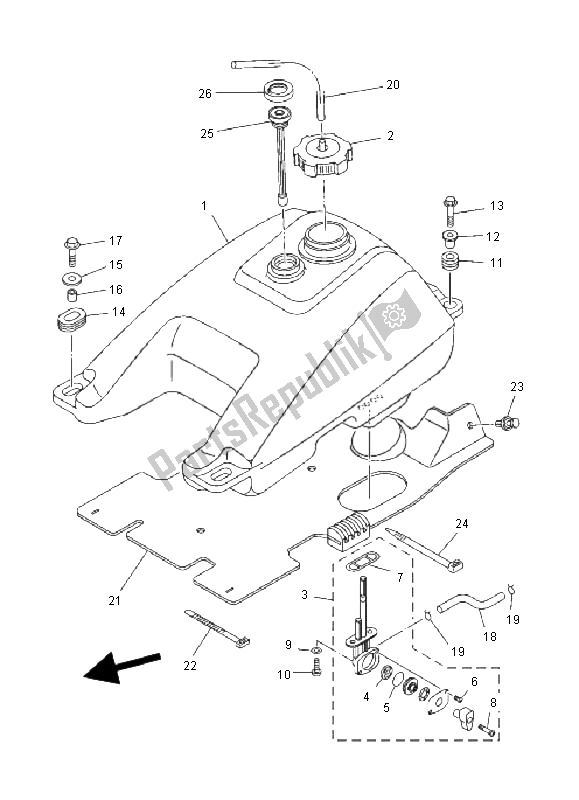 Tutte le parti per il Serbatoio Di Carburante del Yamaha YFM 600F Grizzly 4X4 2000