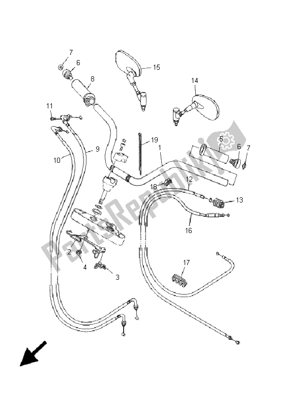 All parts for the Steering Handle & Cable of the Yamaha XVS 1100A Dragstar Classic 2001