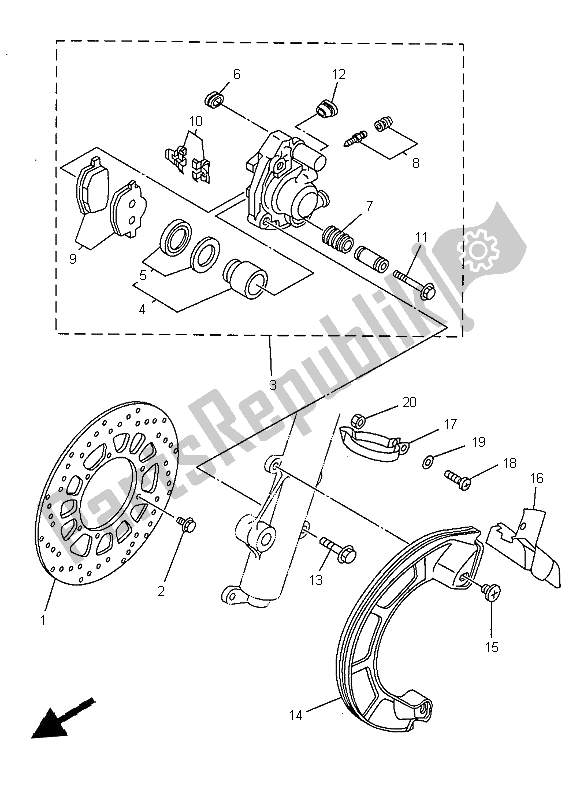 Wszystkie części do Zacisk Hamulca Przedniego Yamaha DT 125R 1997