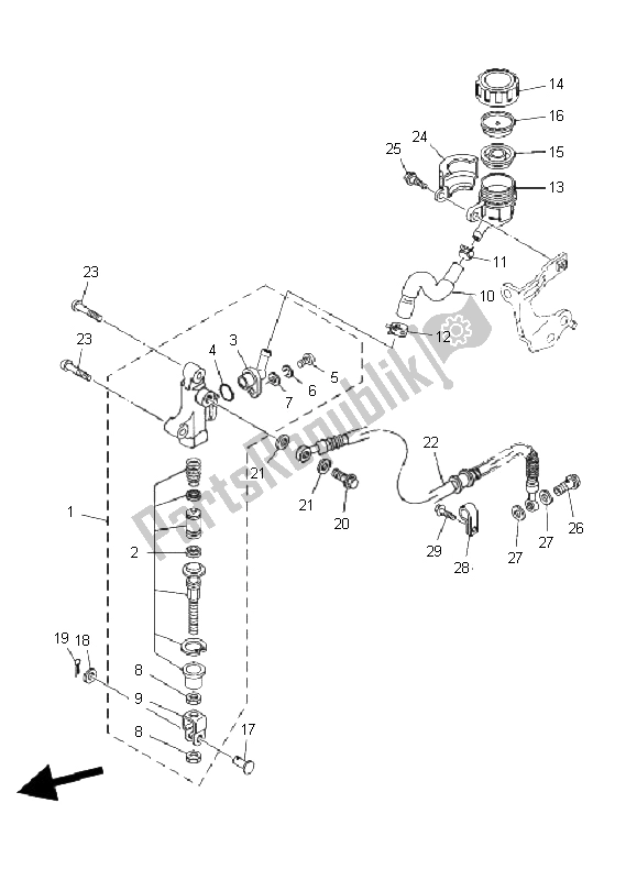 Toutes les pièces pour le Maître-cylindre Arrière du Yamaha YFM 350R 2006