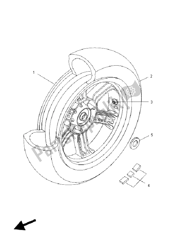 All parts for the Rear Wheel of the Yamaha VP 125 X City 2008