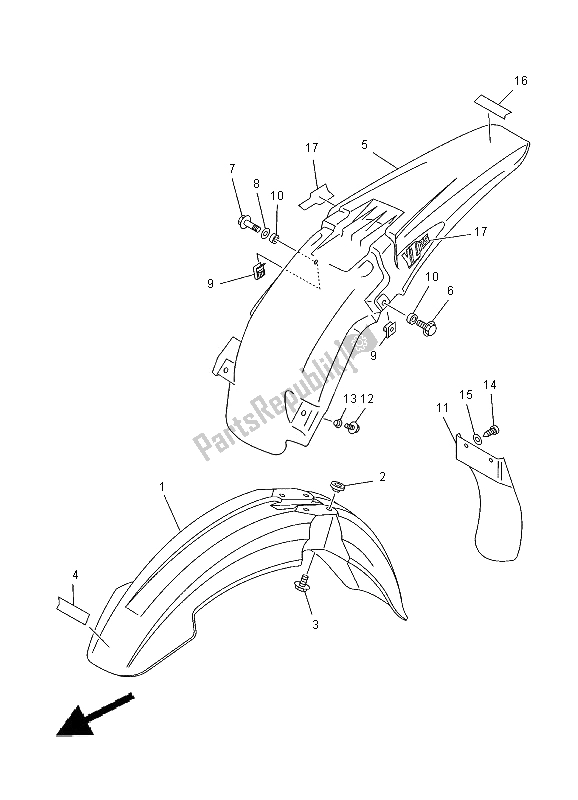 All parts for the Fender of the Yamaha YZ 125 2000